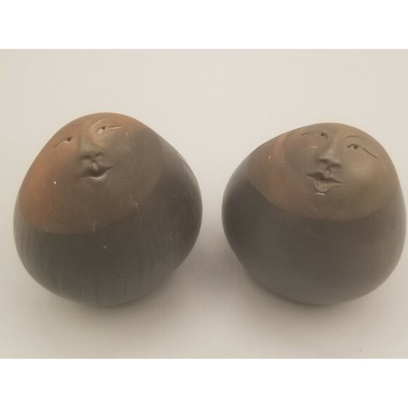 Deva Raku Spirit Ceremonial Rattles Pottery Pair Shakers Faces Nan Emmett - Picture 1 of 9